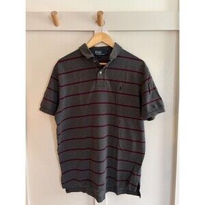 Vintage Polo Ralph Lauren Classic Pony Logo Polo Shirt Striped Grey Men’s Large